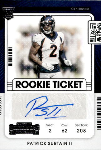 2021 Patrick Surtain II Panini Contenders ROOKIE TICKET AUTO AUTOGRAPH #145 Denver Broncos