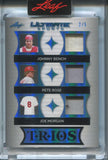 2024 Johnny Bench Pete Rose Joe Morgan Leaf Ultimate Sports PLATINUM BLUE TRIOS TRIPLE JERSEY 2/5 RELIC #UT-2 Cincinnati Reds HOF