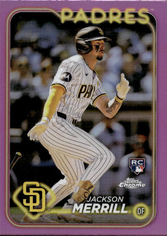 2024 Jackson Merrill Topps Chrome PINK REFRACTOR ROOKIE RC #207 San Diego Padres