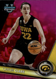 2024 Caitlin Clark Bowman University Chrome PINK REFRACTOR ROOKIE RC #34 Indiana Fever