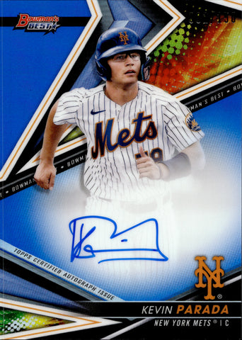 2022 Kevin Parada Bowman's Best of 2022 BLUE REFRACTOR AUTO 001/150 AUTOGRAPH #B22-KP New York Mets