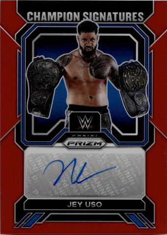 2023 Jey Uso Panini Prizm RED CHAMPION SIGNATURES AUTO 66/99 AUTOGRAPH #CS-JUS Friday Night Smackdown
