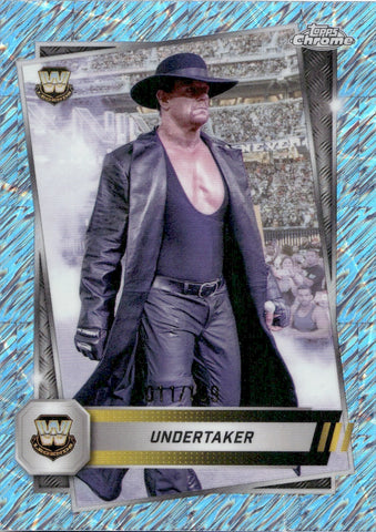 2025 The Undertaker Topps Chrome AQUA SHIMMER REFRACTOR 011/199 #21 WWE Legend