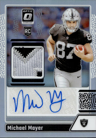 2023 Michael Mayer Donruss Optic HOLO SILVER ROOKIE PATCH AUTO 08/25 AUTOGRAPH RELIC RC #RPA-MM Las Vegas Raiders