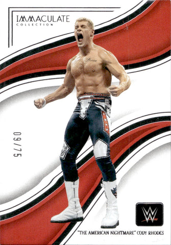 2023 "The American Nightmare" Cody Rhodes Panini Immaculate SILVER 09/75 #28 Monday Night Raw