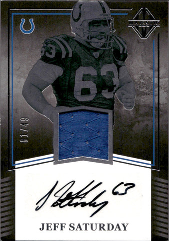 2017 Jeff Saturday Panini Majestic JERSEY AUTO 01/49 AUTOGRAPH RELIC #MM-JS Indianapolis Colts