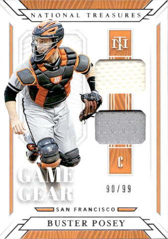 2019 Buster Posey Panini National Treasures GAME GEAR DUAL JERSEY 90/99 RELIC #GGM-BP San Francisco Giants