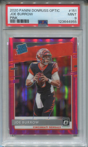 2020 Joe Burrow Donruss Optic PINK RATED ROOKIE RC PSA 9 #151 Cincinnati Bengals 4955