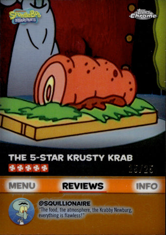 2025 The 5-Star Krusty Krab Topps Chrome Spongebob Squarepants ORANGE REFRACTOR 25/25 #BB-17