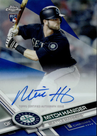 2017 Mitch Haniger Topps Chrome BLUE REFRACTOR ROOKIE AUTO 009/150 AUTOGRAPH RC #RA-MH Seattle Mariners