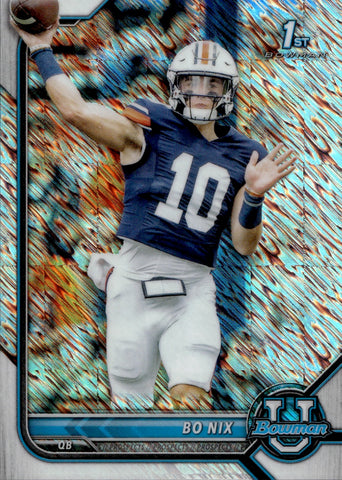 2022 Bo Nix Topps Bowman Chrome University SHIMMER 1ST BOWMAN Denver Broncos #8