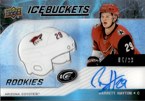 2019-20 Barrett Hayton Upper Deck Ice BUCKETS ROOKIE AUTO 04/99 AUTOGRAPH RC #IBR-BH Arizona Coyotes