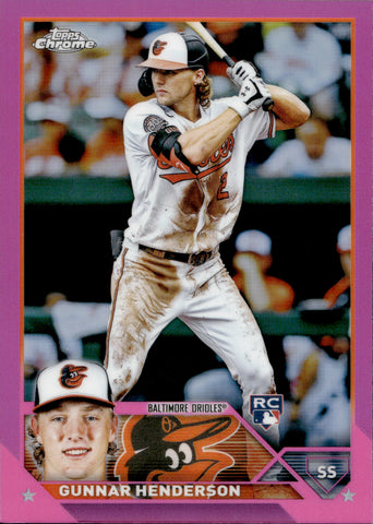 2023 Gunnar Henderson Topps Chrome PINK REFRACTOR ROOKIE RC #2 Baltimore Orioles 3