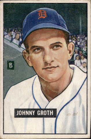 1951 Johnny Groth Bowman #249 Detroit Tigers BV $20