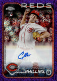 2024 Connor Phillips Topps Chrome PURPLE SPECKLE REFRACTOR ROOKIE AUTO 157/299 AUTOGRAPH #AC-CP Cincinnati Reds