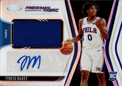 2020-21 Tyrese Maxey Panini Certified FRESHMAN FABRIC ROOKIE JERSEY AUTO AUTOGRAPH RELIC #FF-MAX Philadelphia 76ers