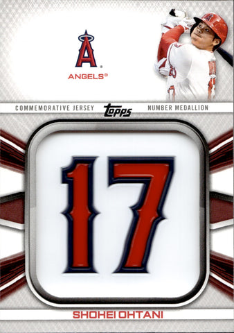 2022 Shohei Ohtani Topps Series 1 JERSEY NUMBER MEDALLION COMMEMORATIVE RELIC #JNM-SO Anaheim Angels