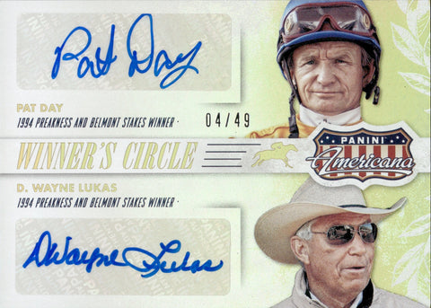 2015 Pat Day D. Wayne Lukas Panini Americana WINNER'S CIRCLE DUAL AUTO 04/49 AUTOGRAPH #WCS-PD Preakness Belmont Stakes