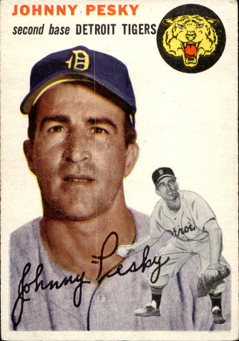 1954 Johnny Pesky Topps #63 Detroit Tigers BV $80