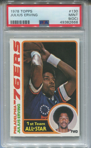 1978-79 Julius Erving Topps 1ST TEAM ALL-STAR PSA 9 (OC) #130 Philadelphia 76ers HOF 2668