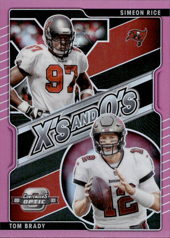 2021 Tom Brady Simeon Rice Panini Contenders Optic PINK Xs AND Os 38/75 #XO-30 Tampa Bay Buccaneers