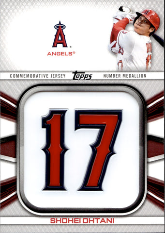 2022 Shohei Ohtani Topps Series 1 JERSEY NUMBER MEDAILLION COMMEMORATIVE RELIC #JNM-SO Anaheim Angels