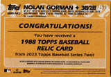2023 Nolan Gorman Topps Series 2 ROOKIE BLACK 1988 DESIGN JERSEY 187/199 RELIC #88R-NG St. Louis Cardinals