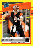 2020 Joe Burrow Panini Donruss PRESS PROOF YELLOW RATED ROOKIE RC #301 Cincinnati Bengals 1