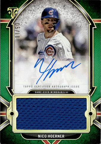 2024 Nico Hoerner Topps Triple Threads JUMBO JERSEY AUTO 01/50 AUTOGRAPH RELIC #AJR-NH Chicago Cubs