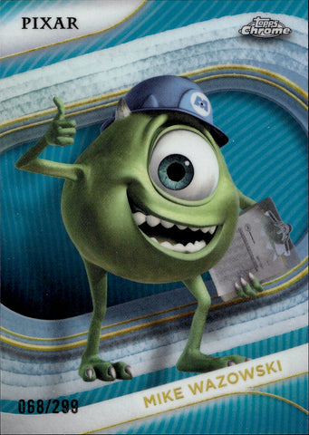 2025 Mike Wazowski Topps Chrome Disney TEAL REFRACTOR 068/299 #142 Monsters Inc.