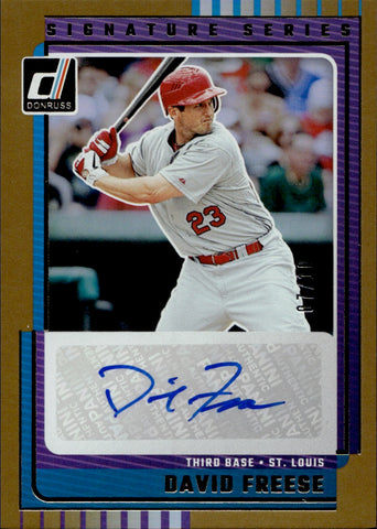 2025 David Freese Panini Donruss GOLD SIGNATURE SERIES AUTO 07/10 AUTOGRAPH #SG-DFR St. Louis Cardinals
