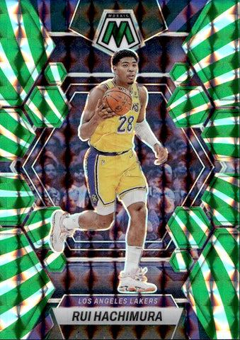 2022-23 Rui Hachimura Panini Mosaic GREEN SWIRL FOTL 2/5 SSP #139 Los Angeles Lakers
