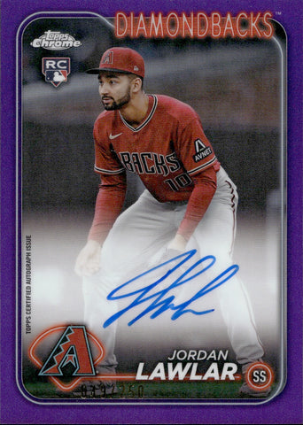 2024 Jordan Lawlar Topps Chrome PURPLE REFRACTOR ROOKIE AUTO 049/250 AUTOGRAPH RC #RA-JLA Arizona Diamondbacks