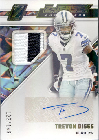 2022 Trevon Diggs Panini Zenith Z-JERSEY PATCH AUTO 122/149 AUTOGRAPH RELIC #ZJA-TD Dallas Cowboys