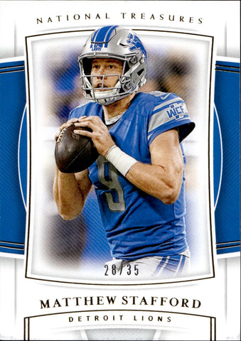 2019 Matthew Stafford Panini National Treasures GOLD 28/35 #92 Detroit Lions