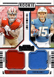 2024 Ladd McConkey Ricky Pearsall Panini Contenders ROOKIE TICKET DUAL JERSEY RELIC RC #DS-5 Los Angeles Chargers San Francisco 49ers