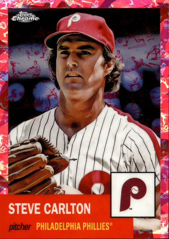 2022 Steve Carlton Topps Chrome Platinum Anniversary PLATINUM TOILE CREAM AND FUCHSIA ATOMIC REFRACTOR 057/100 #211 Philadelphia Phillies HOF