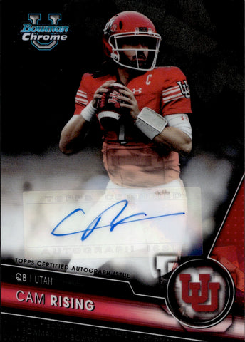2023 Cam Rising Topps Bowman Chrome University SAPPHIRE BLACK REFRACTOR AUTO 8/10 Utah Utes #PA-CAM