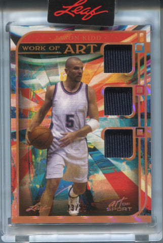 2023 Jason Kidd Leaf Art of Sport WORK OF ART TRIPLE JERSEY 23/35 New Jersey Nets WA-13