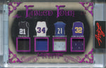 2024 Duncan/Barkley/Garnett/Malone Leaf Ultimate Sports FABLED FOUR QUAD JERSEY 4/6 Spurs/76ers/Timberwolves/Jazz #FF-5