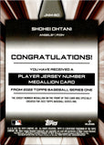 2022 Shohei Ohtani Topps Series 1 JERSEY NUMBER MEDALLION COMMEMORATIVE RELIC #JNM-SO Anaheim Angels