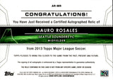 2013 Mauro Rosales Topps MLS JERSEY AUTO AUTOGRAPH RELIC #AR-MR Seattle Sounders