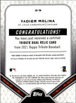 2021 Yadier Molina Topps Tribute PURPLE DUAL JERSEY 16/50 RELIC #DR-YM St. Louis Cardinals