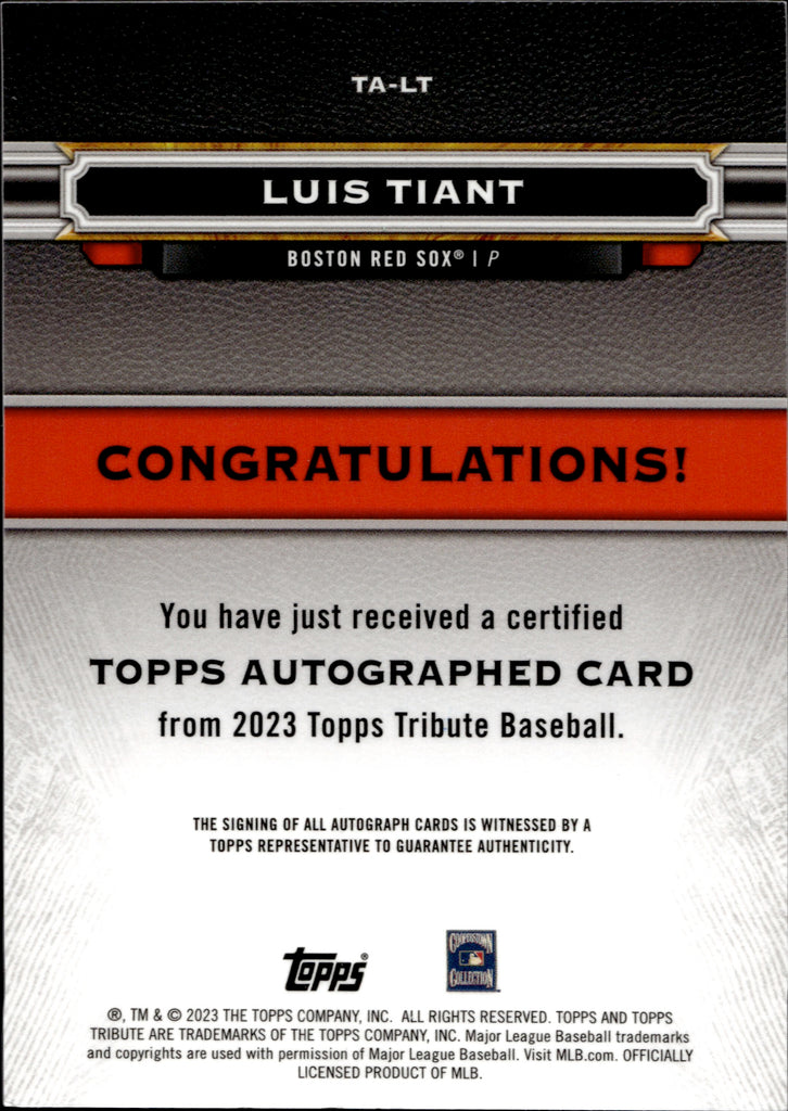 2023 Luis Tiant Topps Tribute AUTO 007/199 AUTOGRAPH #TA-LT Boston Red