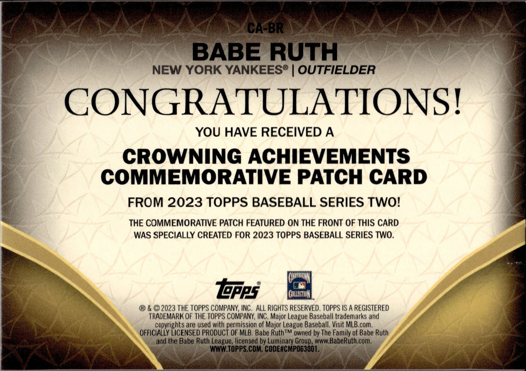  2023 TOPPS CROWNING ACHIEVEMENTS COMMEMORATIVE PATCH