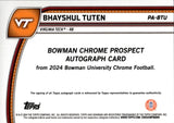 2024 Bhayshul Tuten Bowman Chrome University 1ST BOWMAN AUTO AUTOGRAPH #PA-BTU Jacksonville Jaguars