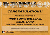 2023 Trea Turner Topps Series 1 1988 DESIGN BAT RELIC #88R-TT Los Angeles Dodgers