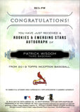 2019 Patrick Wisdom Topps Inception ORANGE ROOKIE AUTO 29/50 AUTOGRAPH RC #RES-PW St. Louis Cardinals