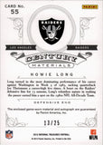 2012 Howie Long Panini National Treasures CENTURY MATERIALS GAME USED JERSEY AUTO 13/25 AUTOGRAPH RELIC #55 Los Angeles Raiders HOF