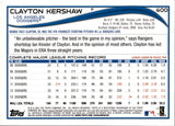 2014 Clayton Kershaw Topps SP POSTSEASON FENCE VARIATION #400 Los Angeles Dodgers